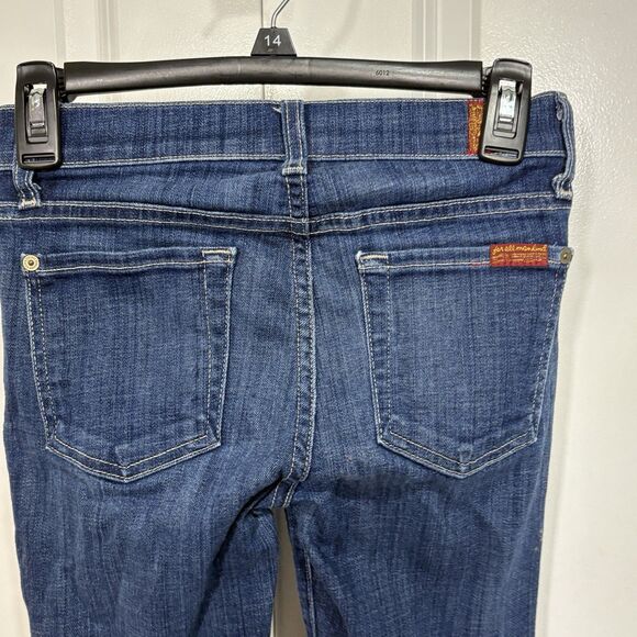 7 For All Mankind Womens  24 The Slim Cigarette Jeans Mid Rise Waist Y2K Boho - Picture 3 of 12